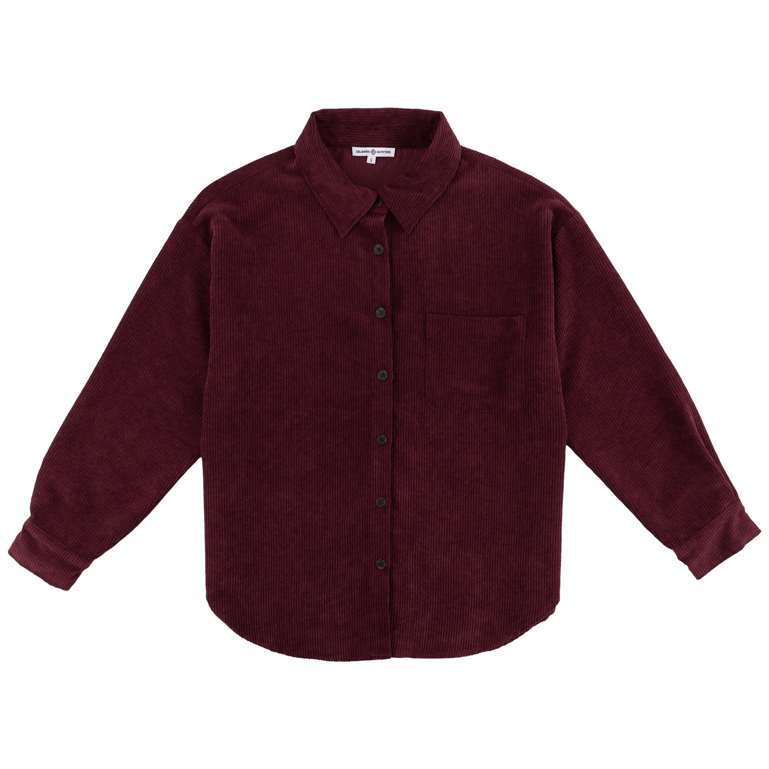 Maroon Corduroy long sleeve button down tshirt