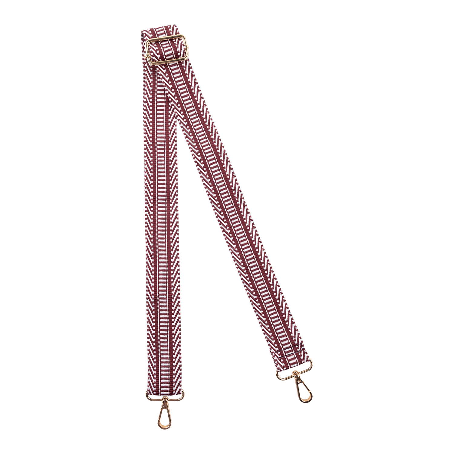 Maroon and white dashed purse strap