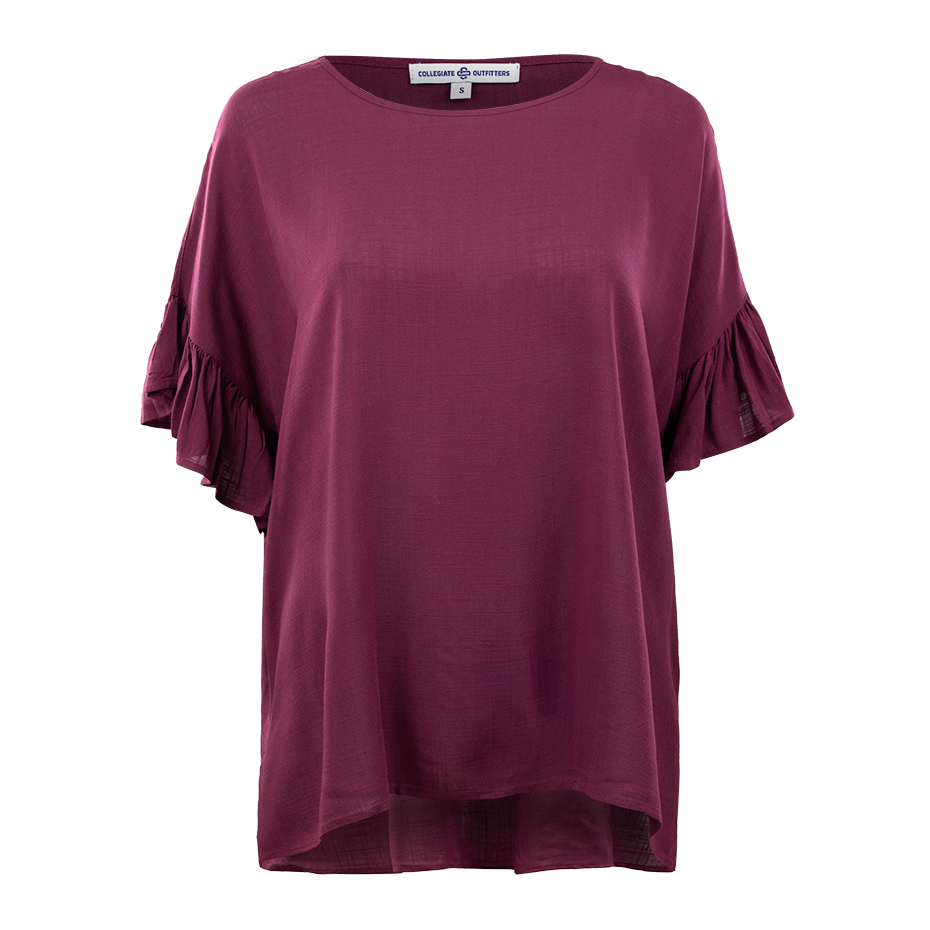 Maroon Flowy Sleeved Blouse