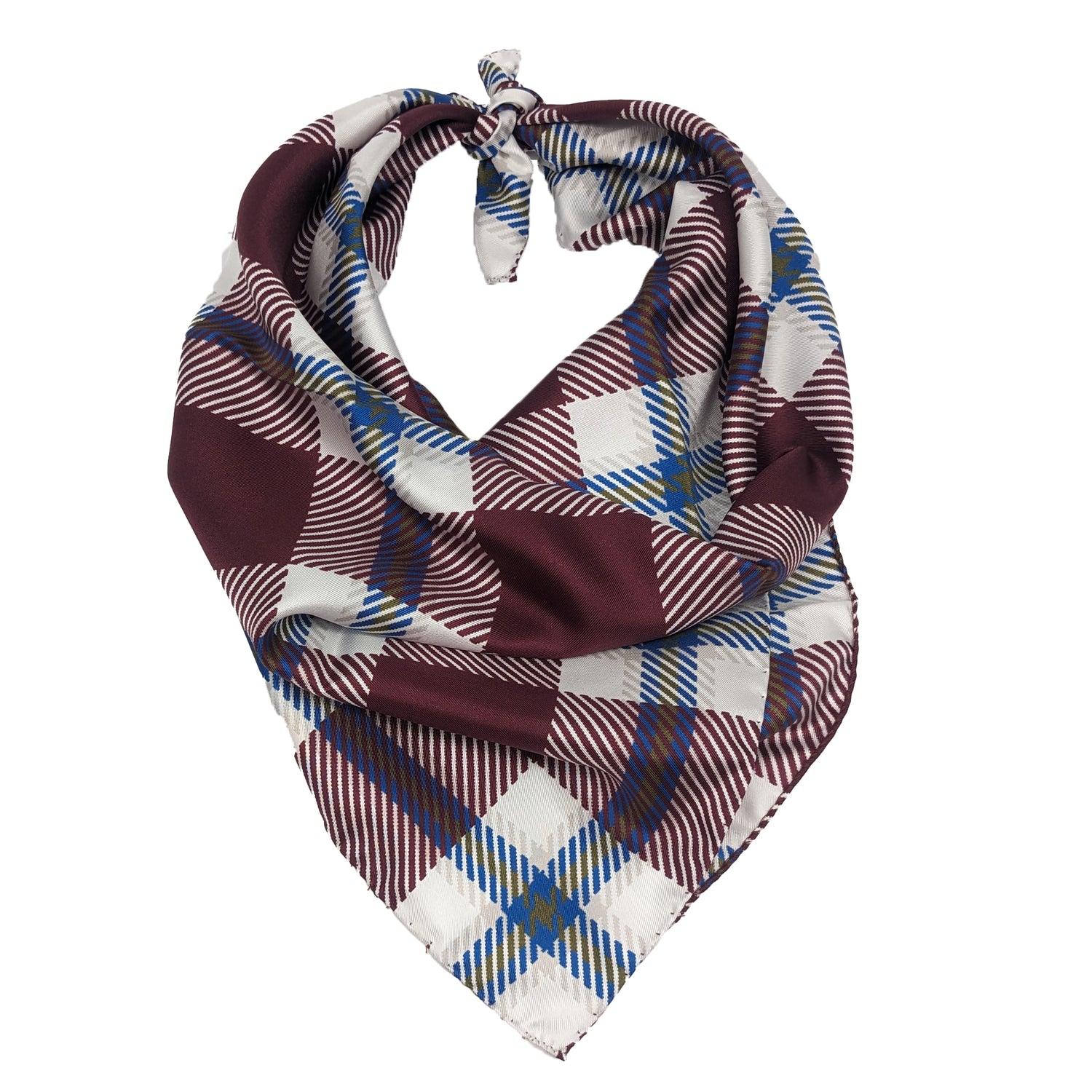 marron grey white and blue plaid scarf 