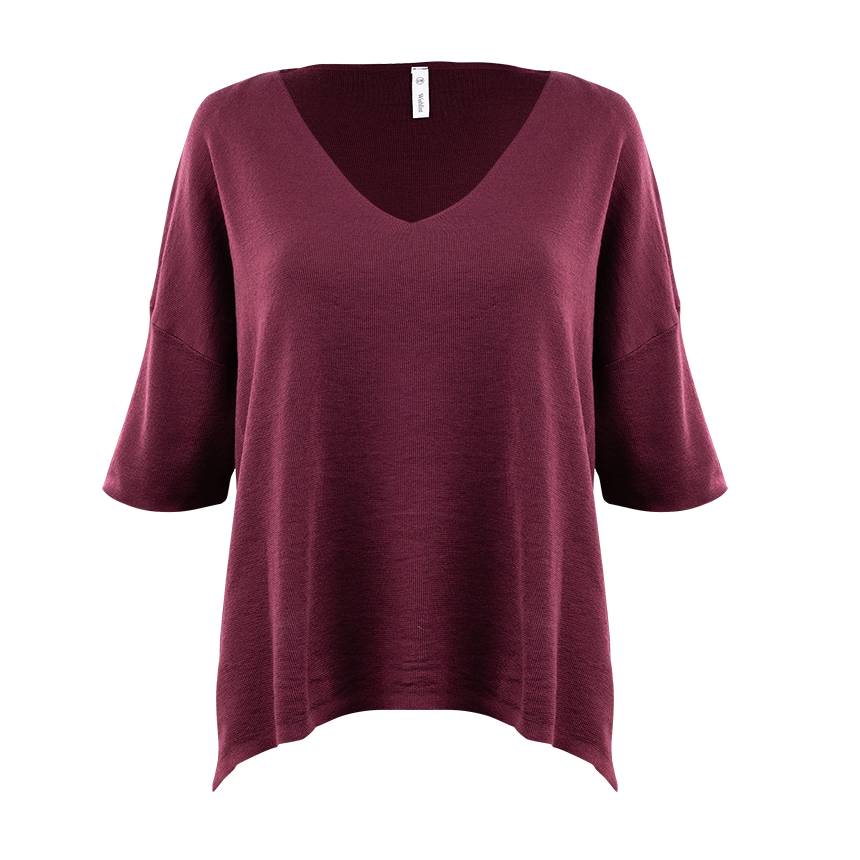 Maroon V neck Sweater with quarter length sleeves