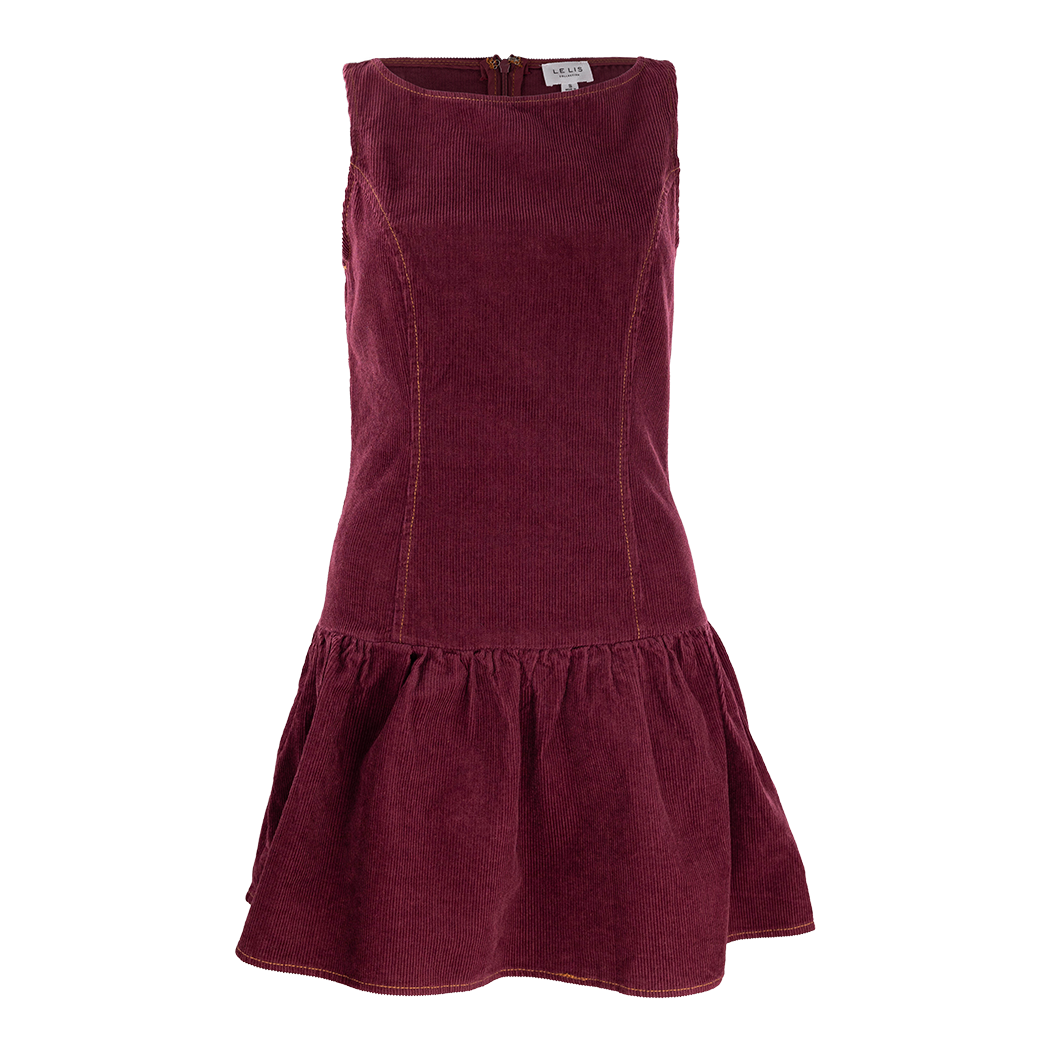 Maroon straight line dress with drop waist