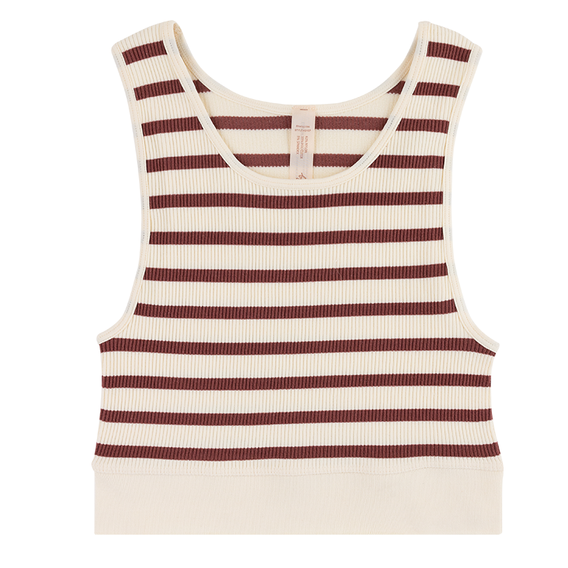 Cream and maroon striped tank top