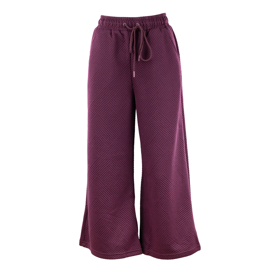 Maroon cross-hatched texture pants