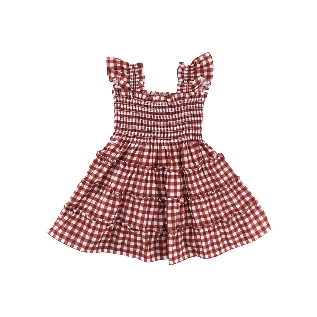 Maroon checkered smocked dress