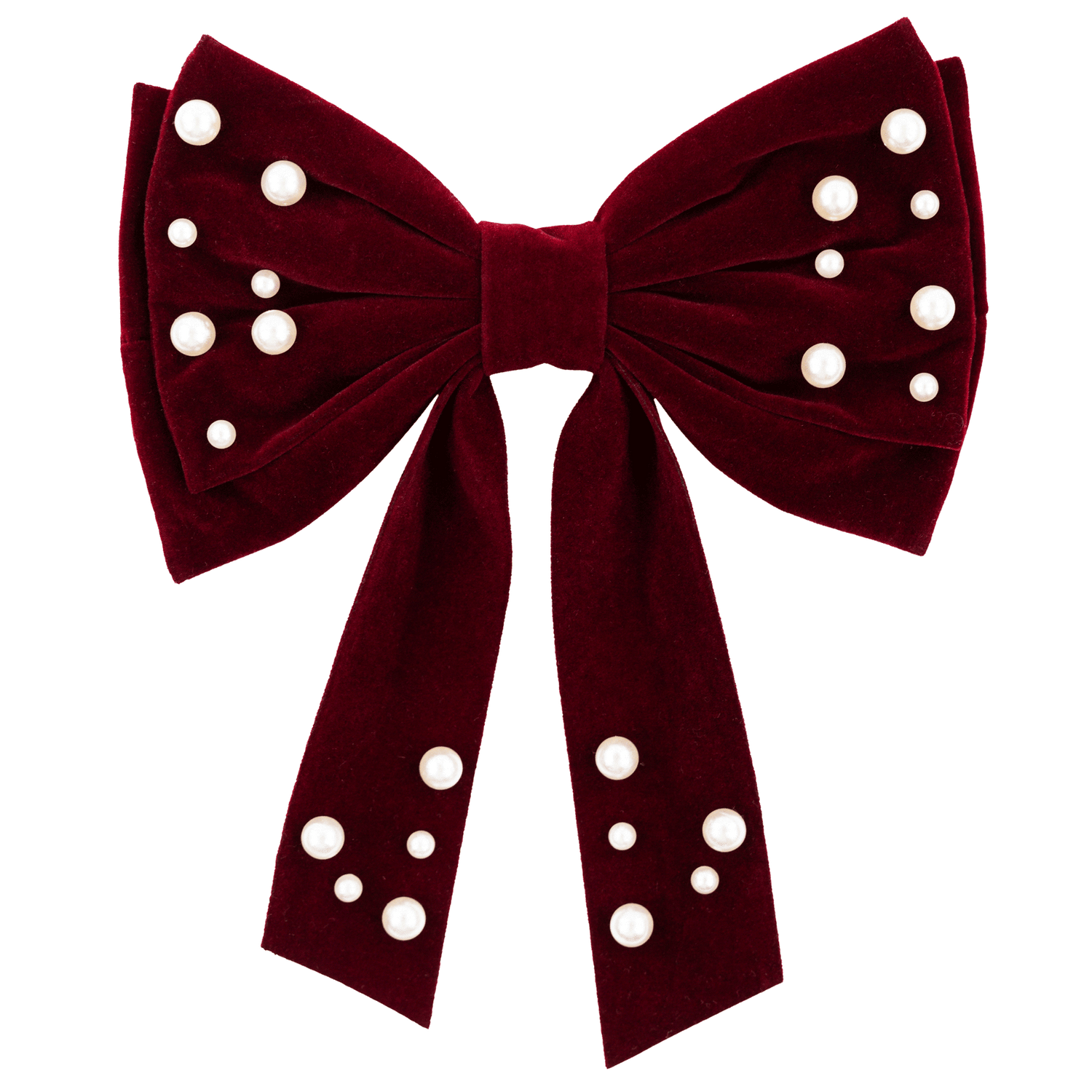 Maroon velvet bow-tie with white dots