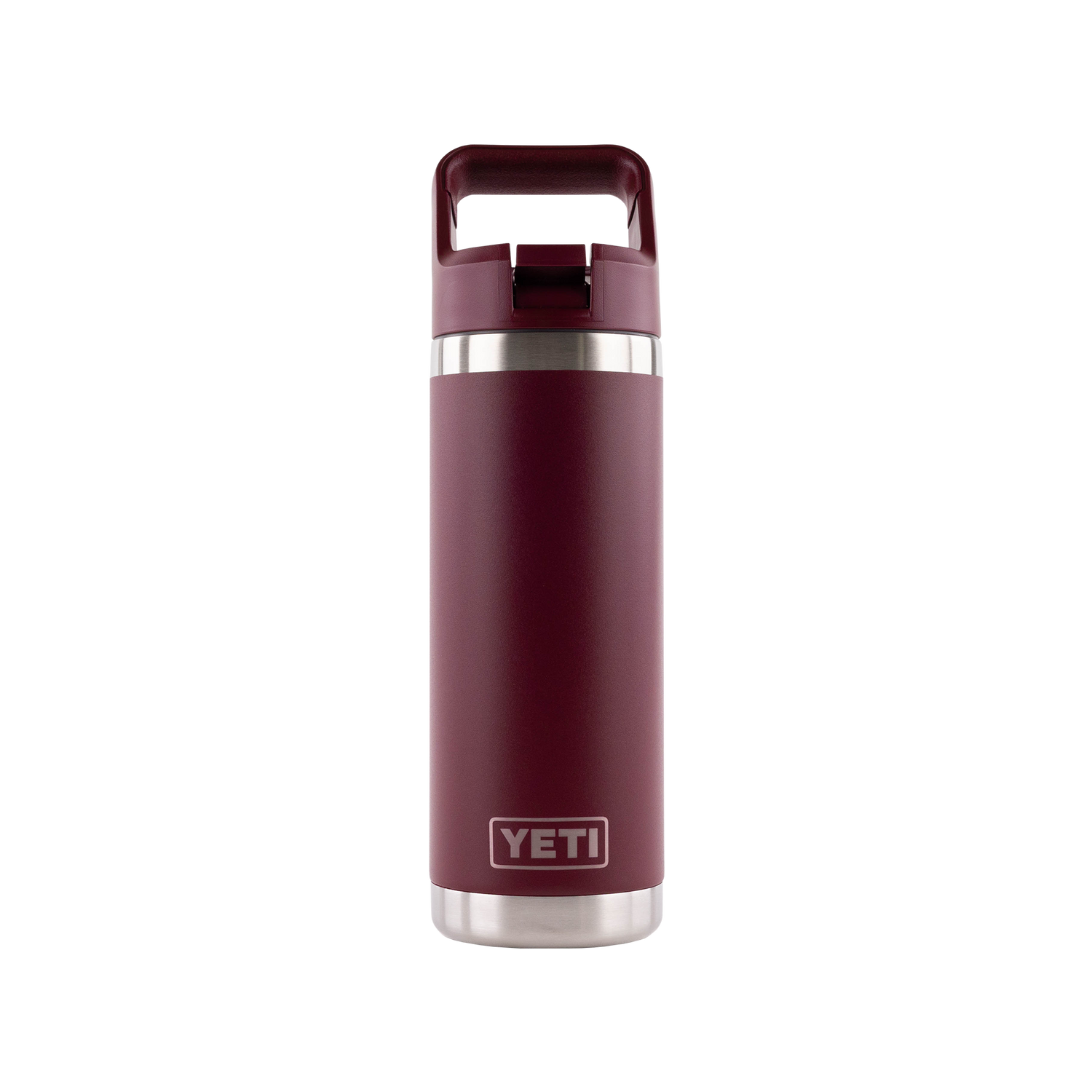 Maroon Yeti 18oz bottle with built in straw.