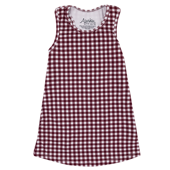 Maroon and White checkered dress