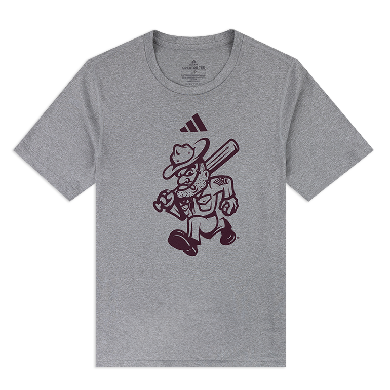 Grey t-shirt with maroon baseball ol' sarge logo