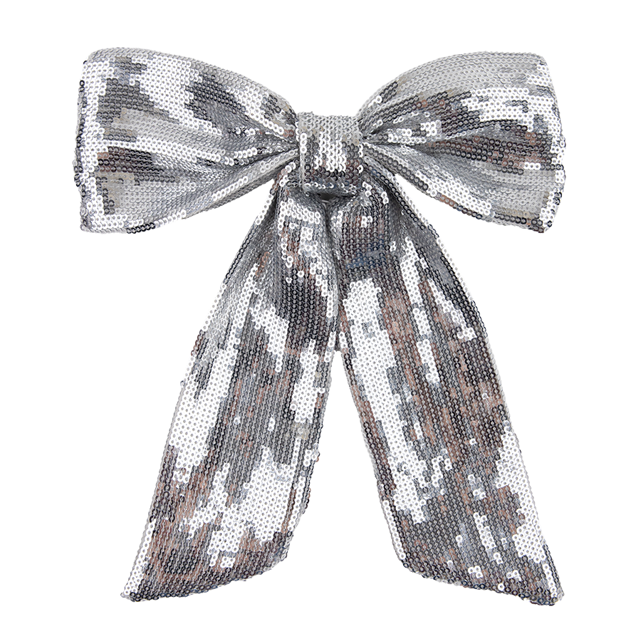 Silver sequined hair bow.