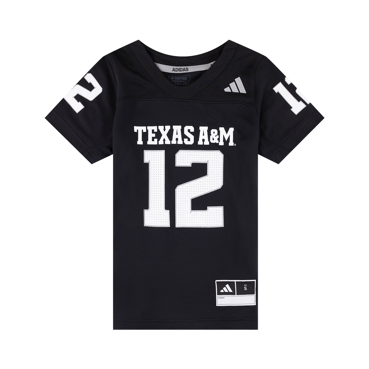 Black jersey with "Texas A&M 12" in white with 12s on the sleeves.