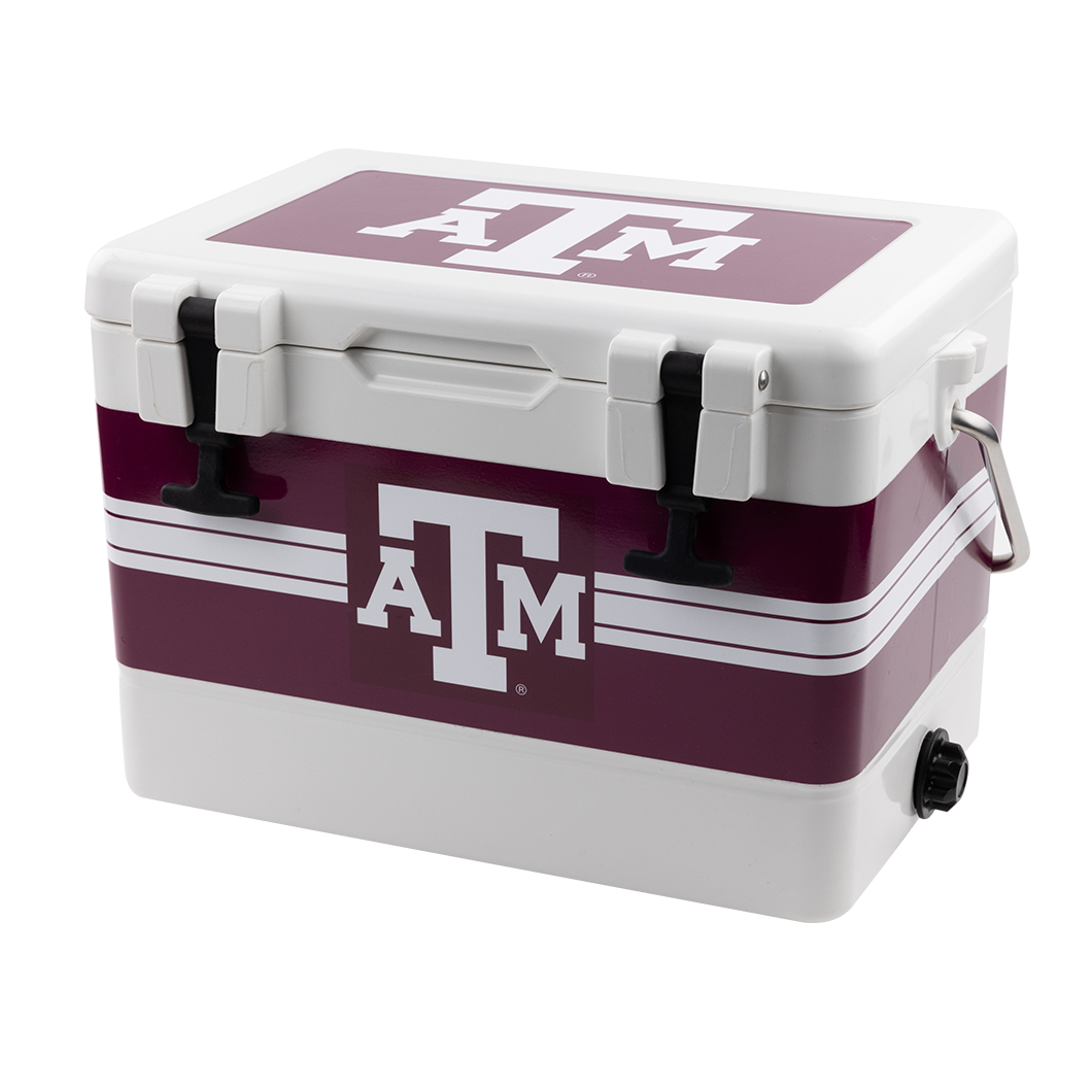 White Cooler with Maroon ATM decals