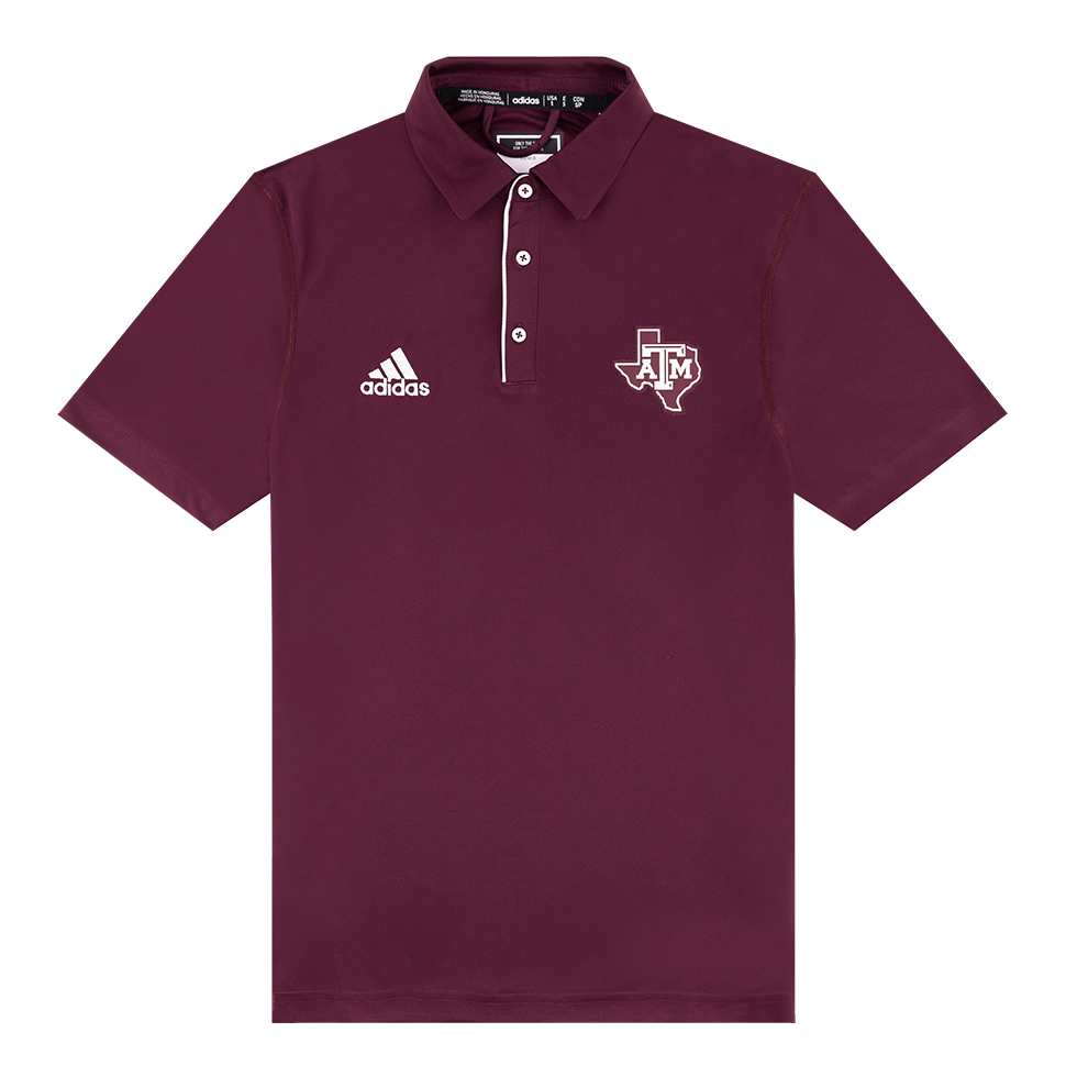 Maroon polo with maroon Lonestar ATM logo on the left side of the chest.