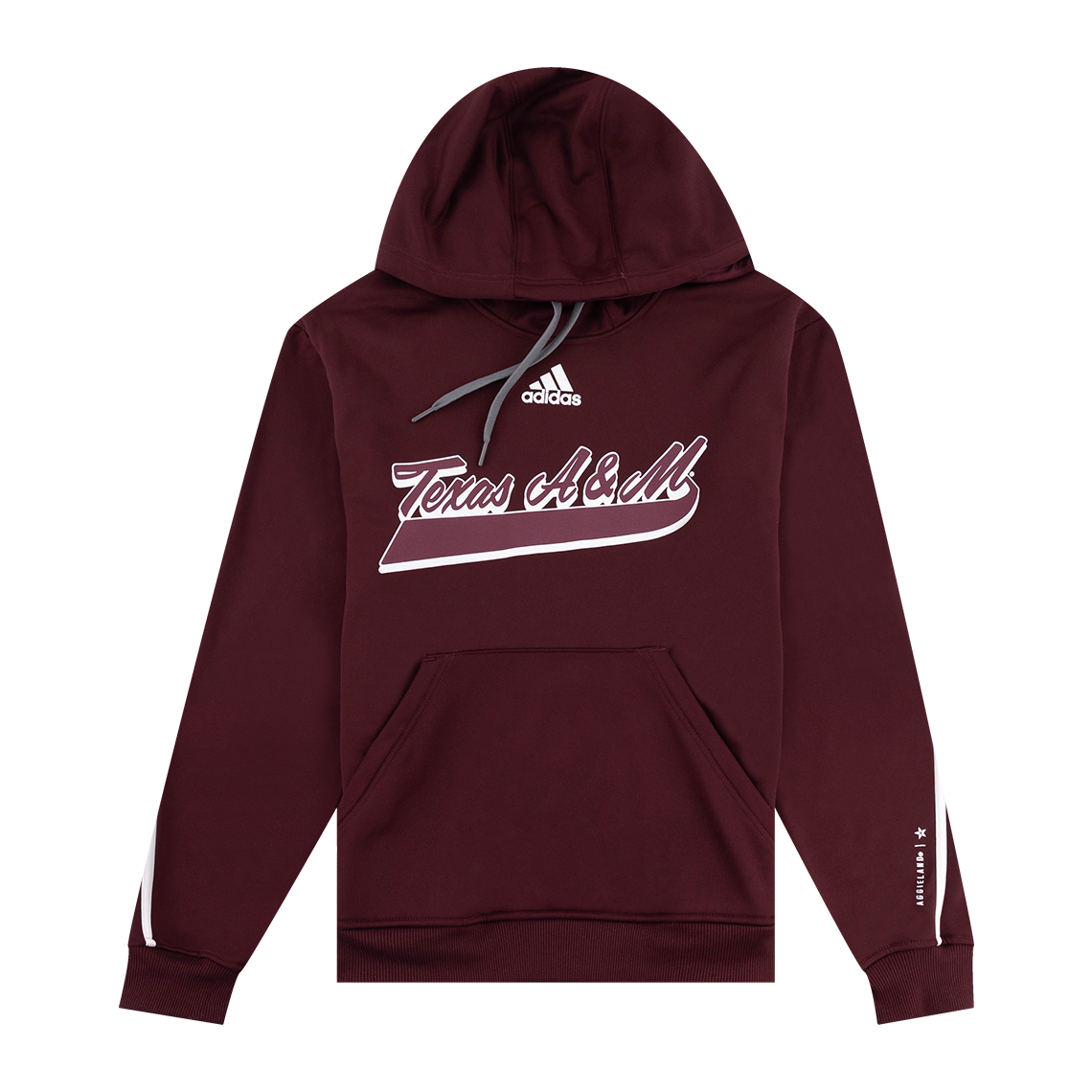 White maroon hoodie with "Texas A&M" in maroon.