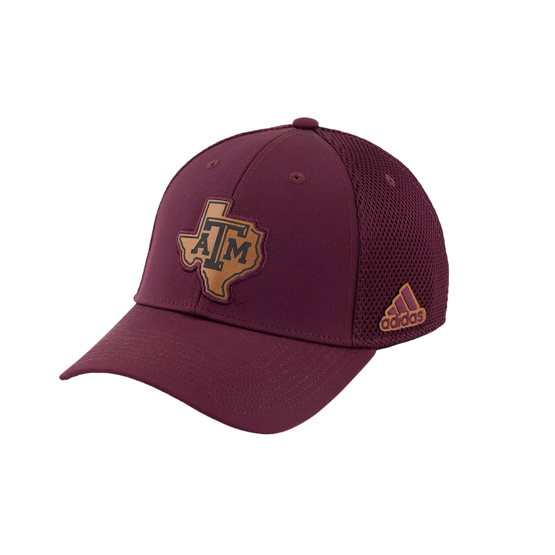 Maroon cap with mesh back and leather Lonestar ATM logo