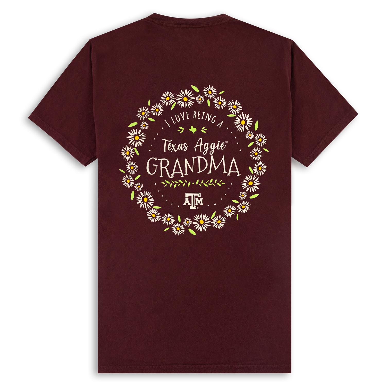 Maroon Texas Aggie I love being a Grandma T-Shirt with flowers