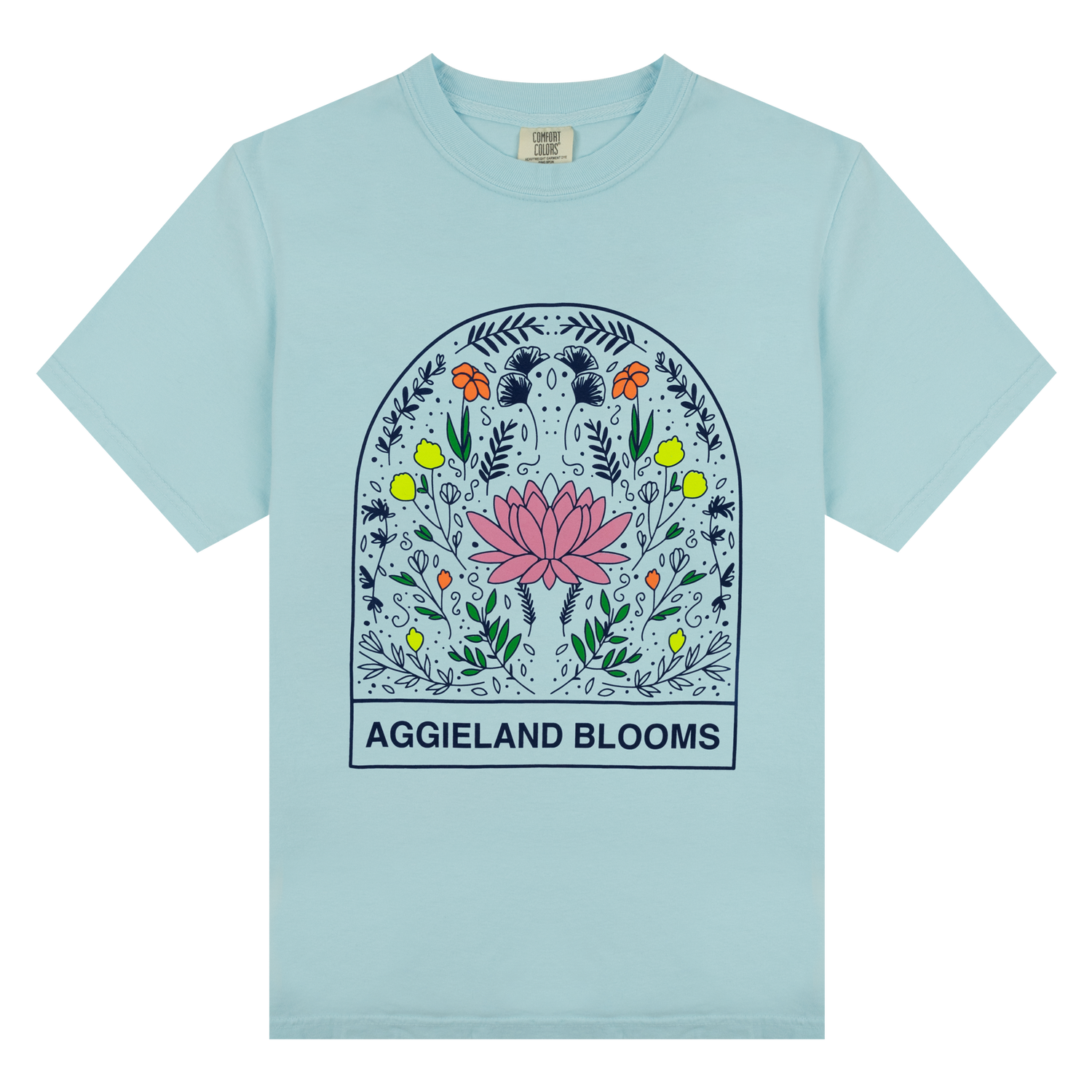 Blue t-shirt with floral designs