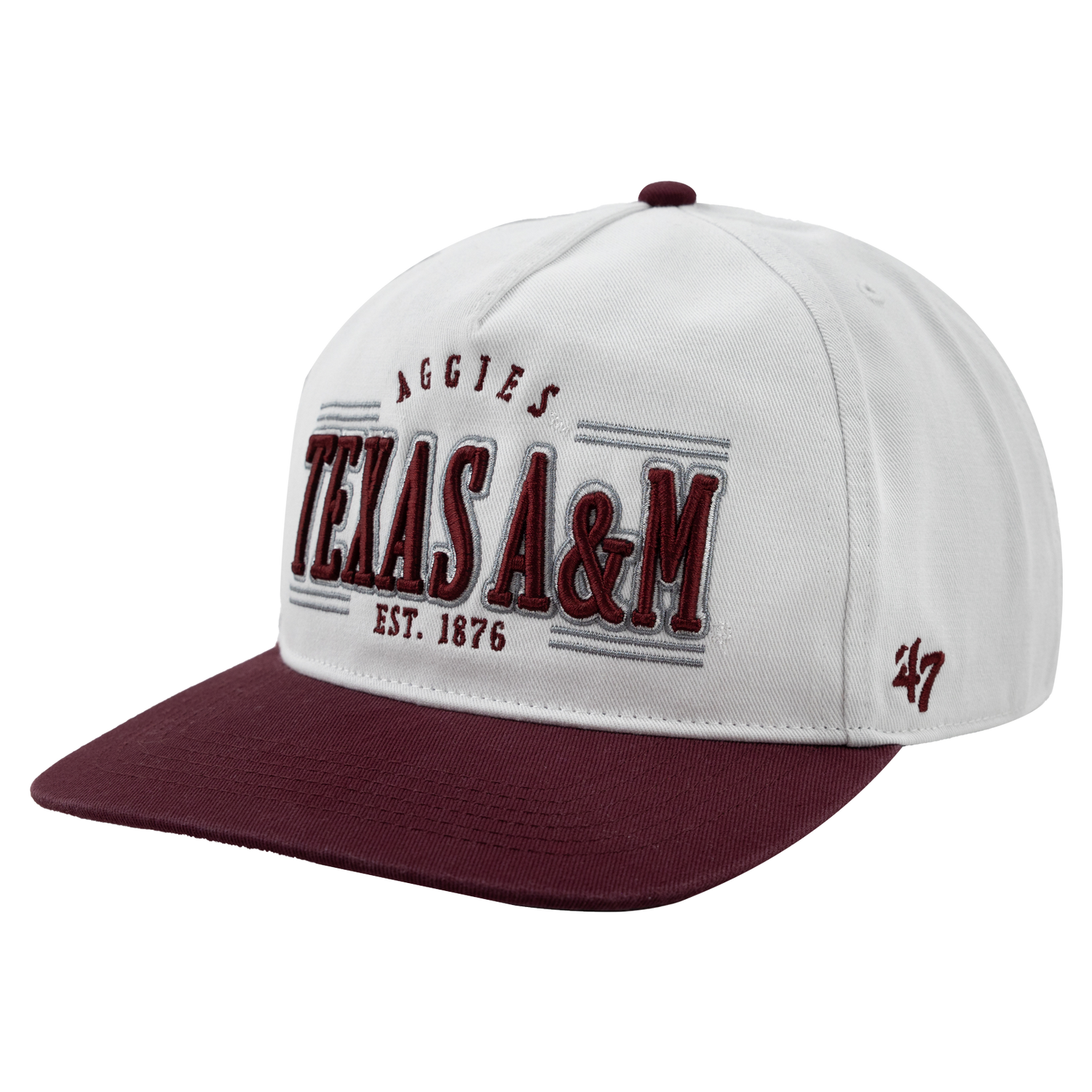 White texas A&M Aggies Hat with Maroon flat bill