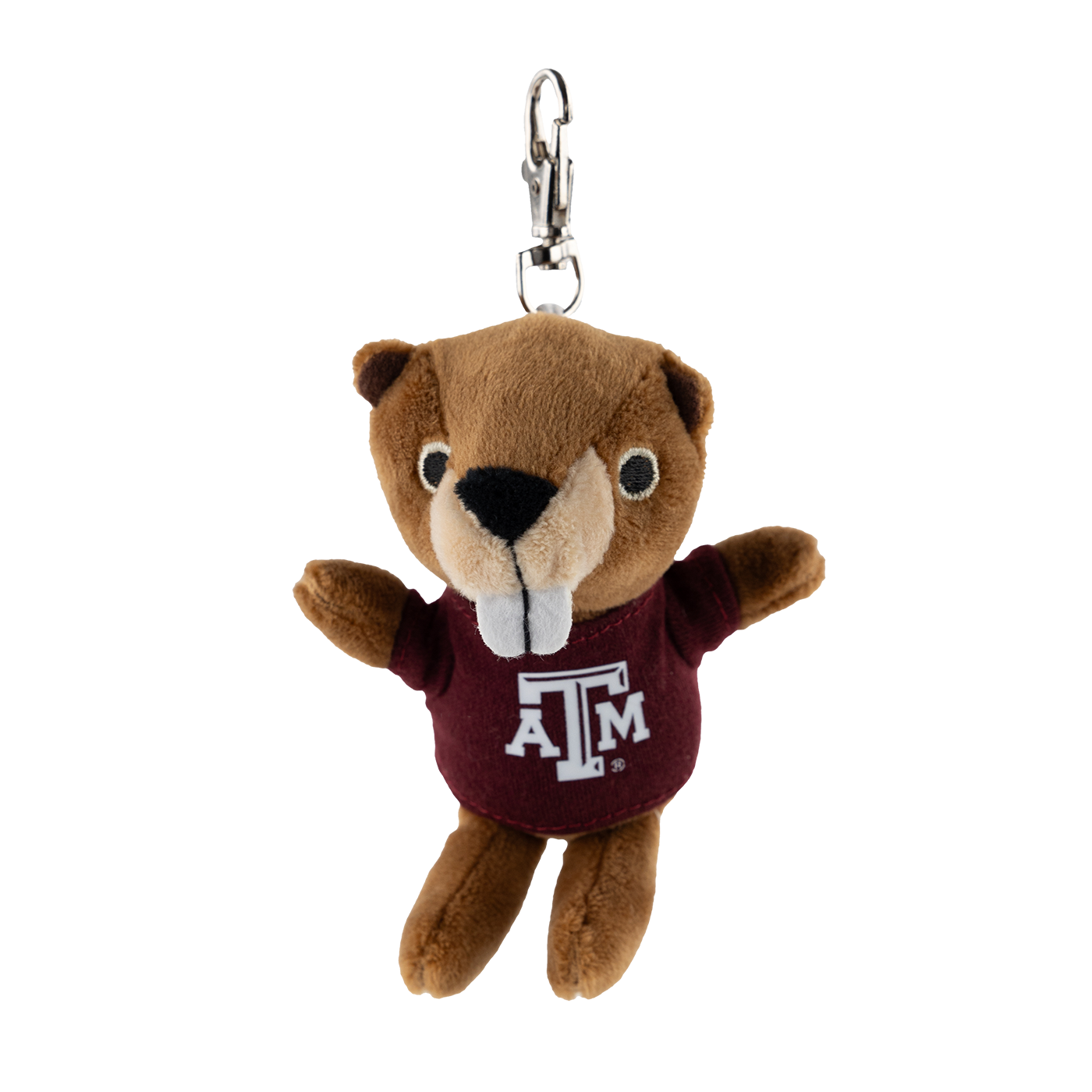 Beaver on a keychain with Maroon ATM shirt on