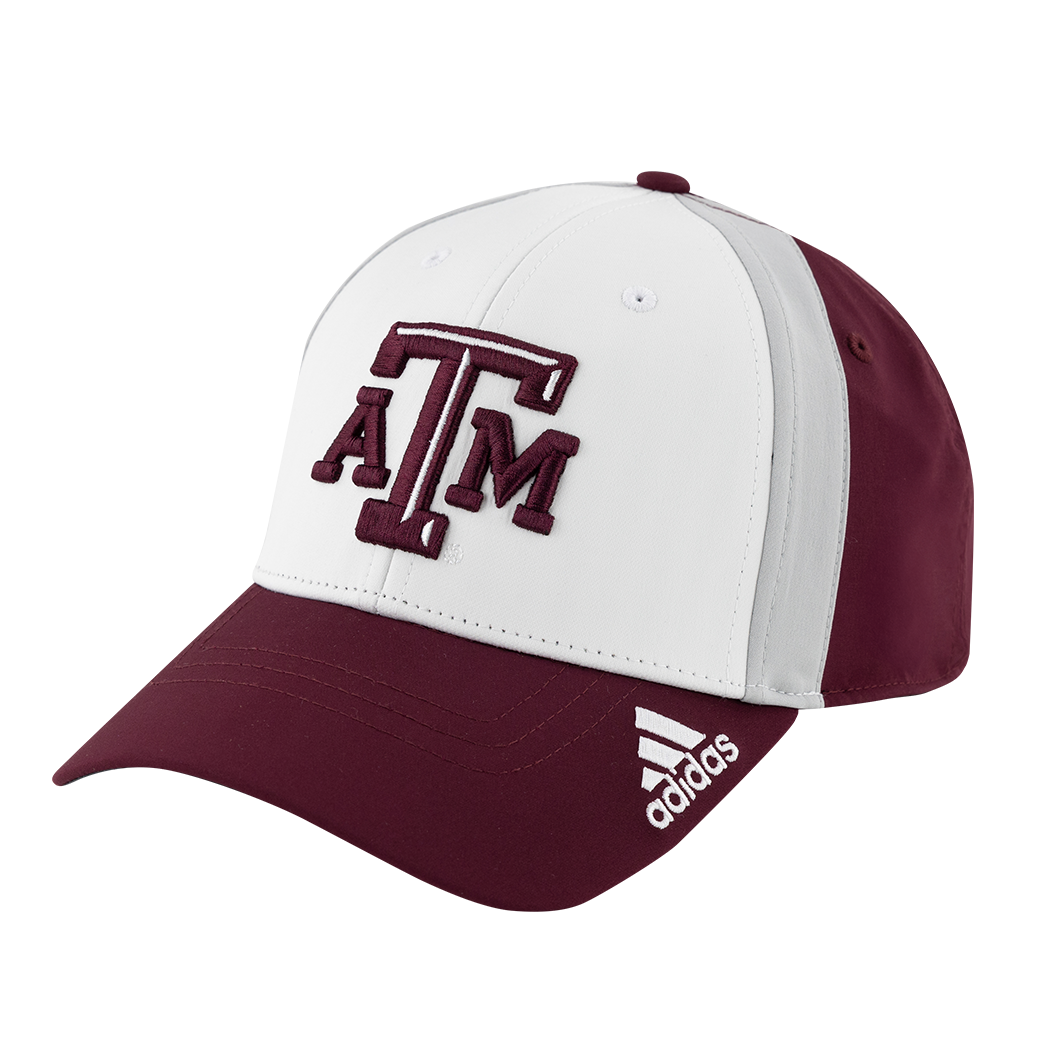 Maroon and White Cap with White front and Maroon ATM decal on front