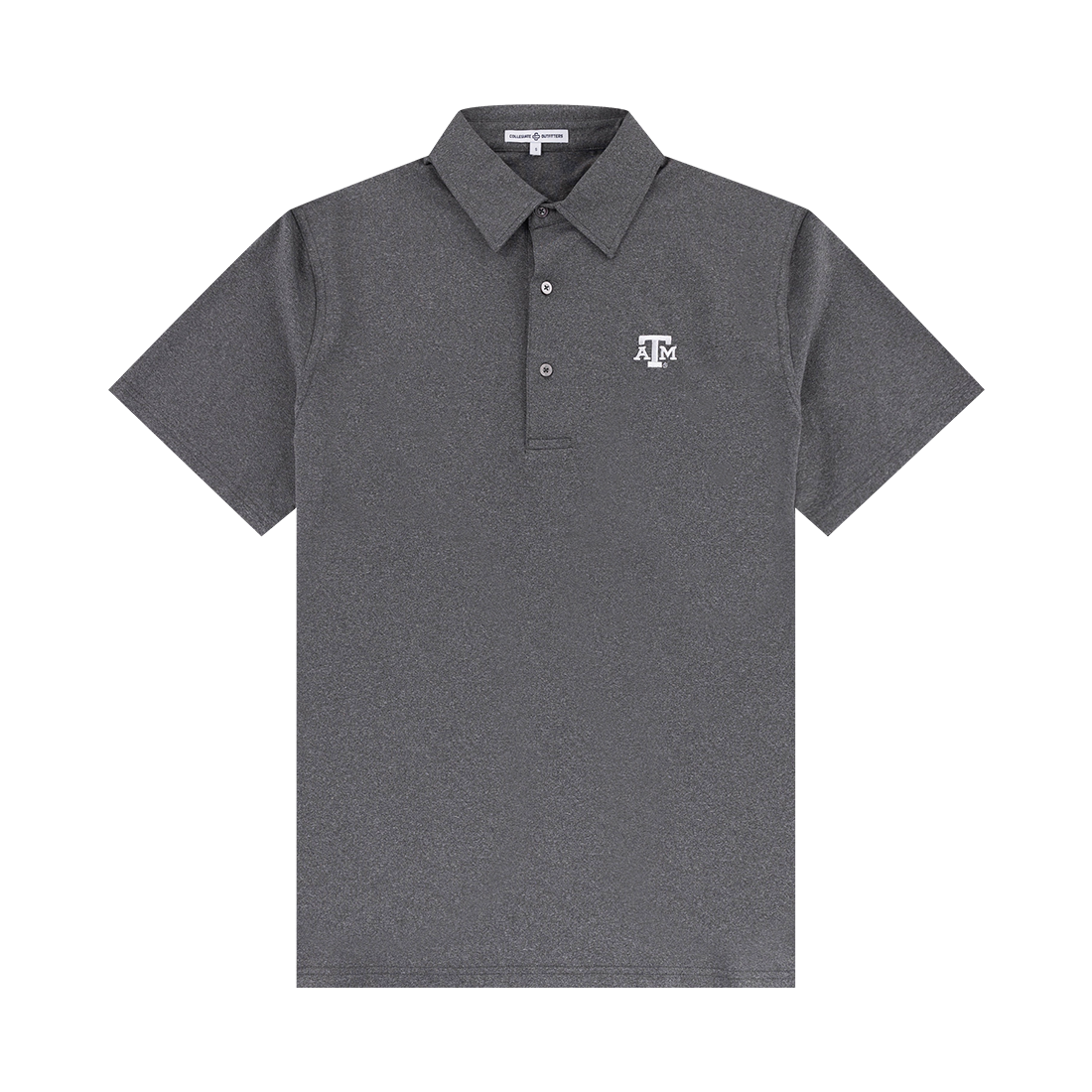 Gray polo with white ATM logo on the left side of the chest.