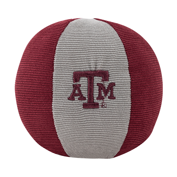 Maroon Stitched Texas A&M Dog Ball To with grey and maroon sections