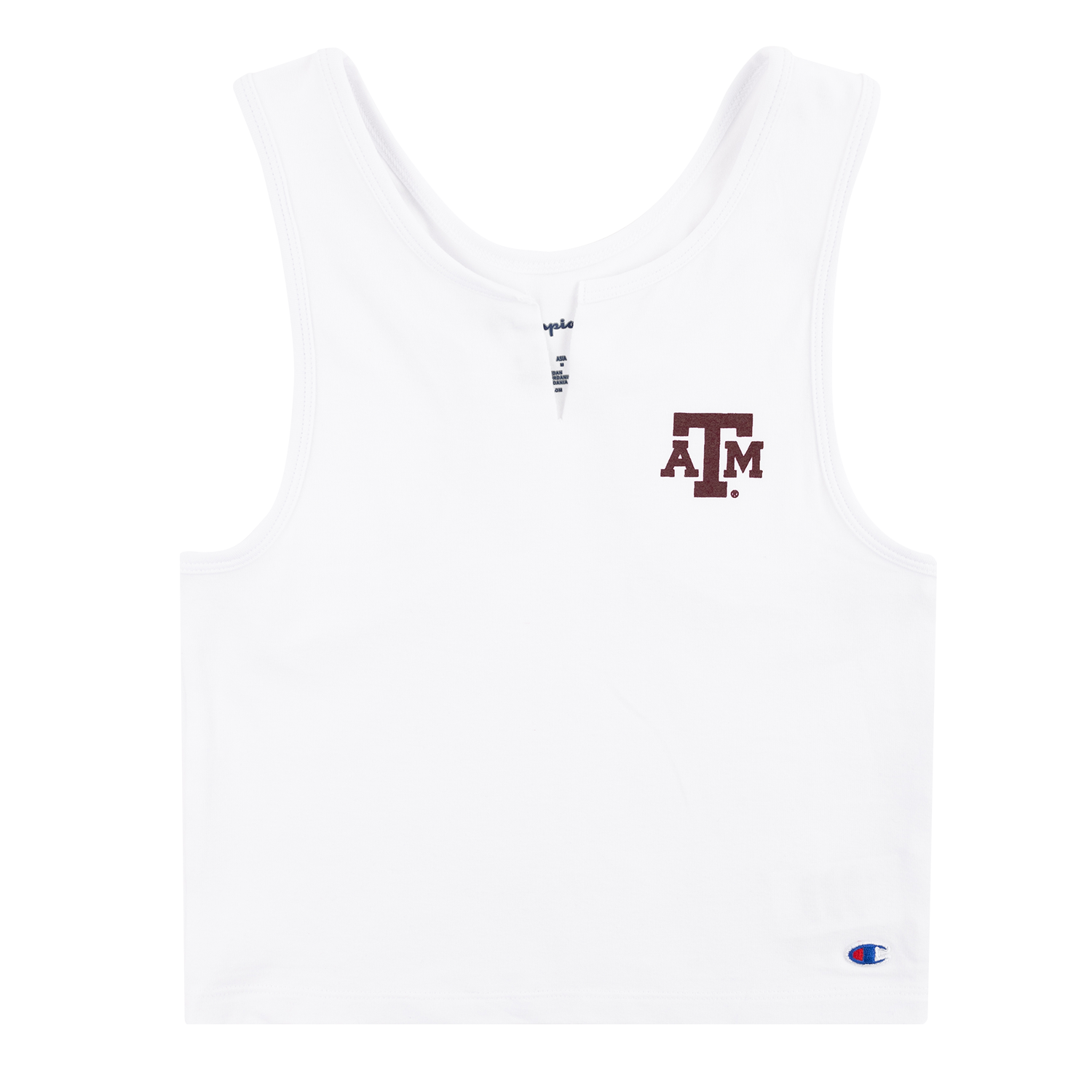 White Crop Top with maroon ATM logo