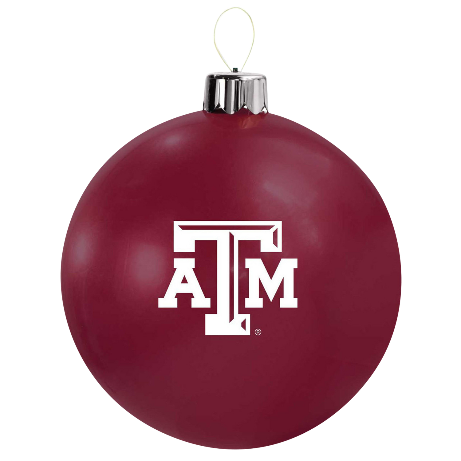 Maroon, large ornament with white, beveled ATM logo