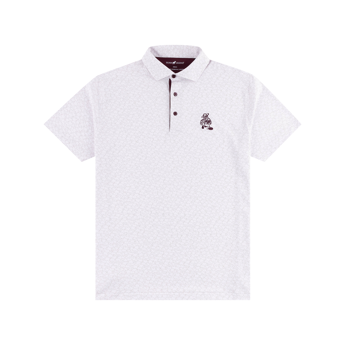 White Horn Legend Polo with Ol' Sarge carrying a football on the left side of the chest.