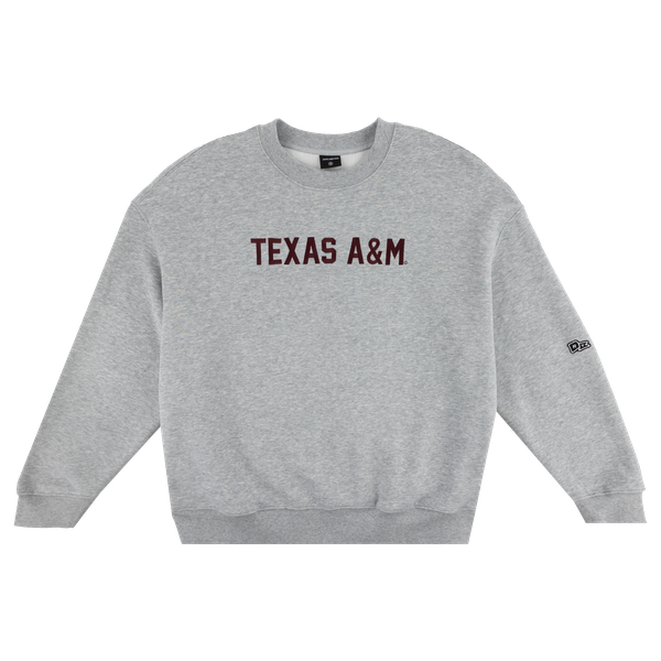 Grey long sleeve shirt with "Texas A&M" print