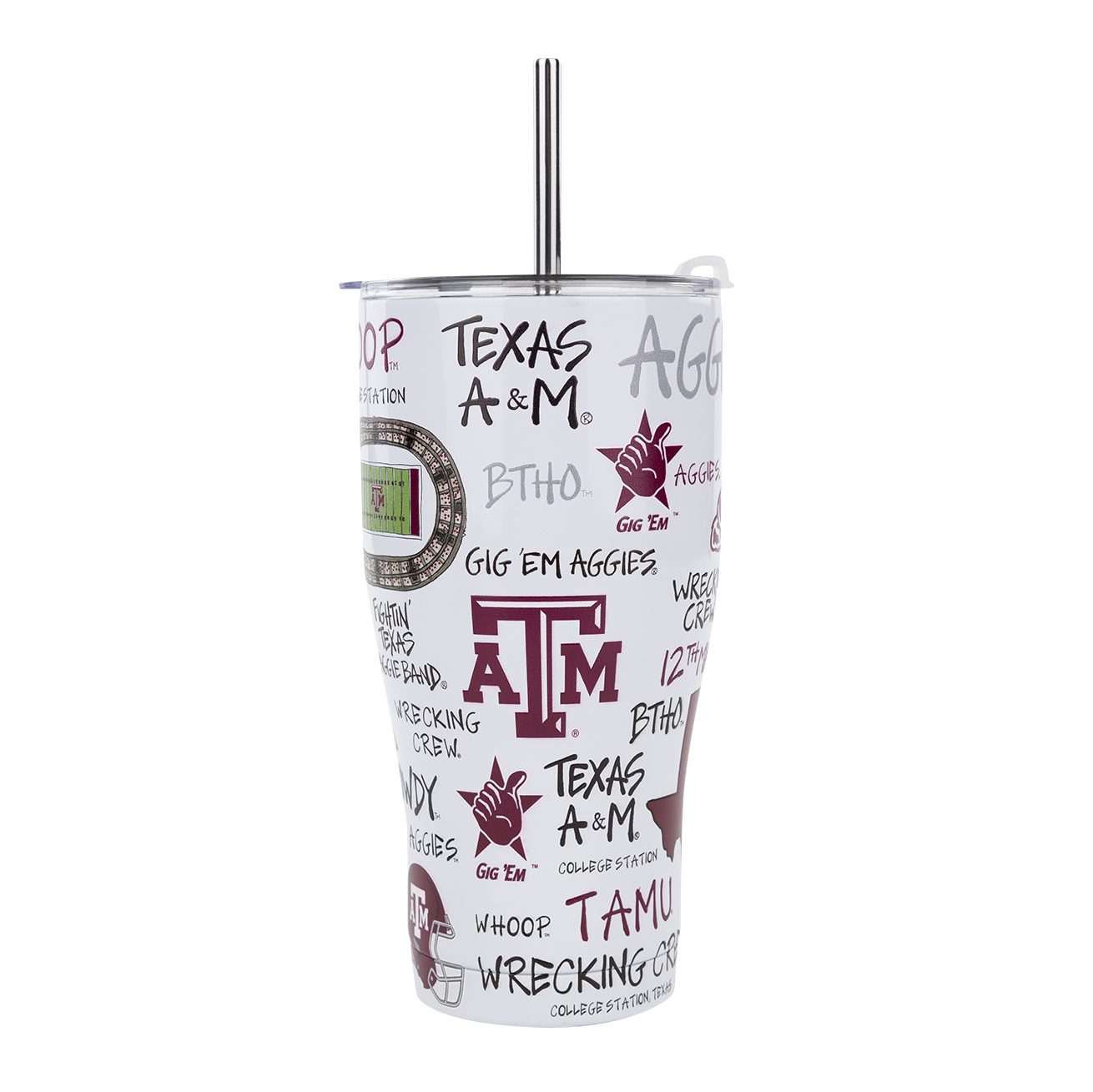 White Tumbler with A&M decals