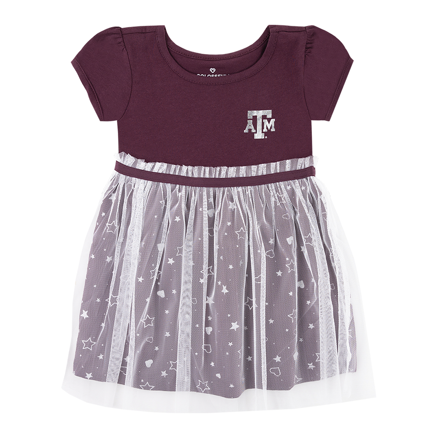 Maroon dress with white tulle skirt. Comes with a matching headband