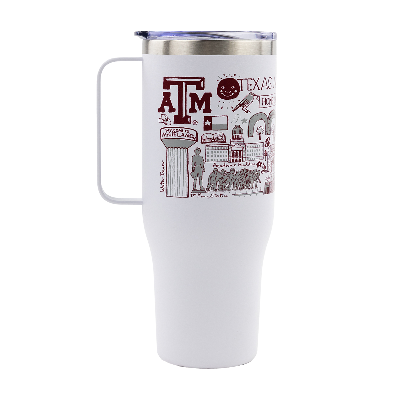 White Tumbler with maroon ATM decals