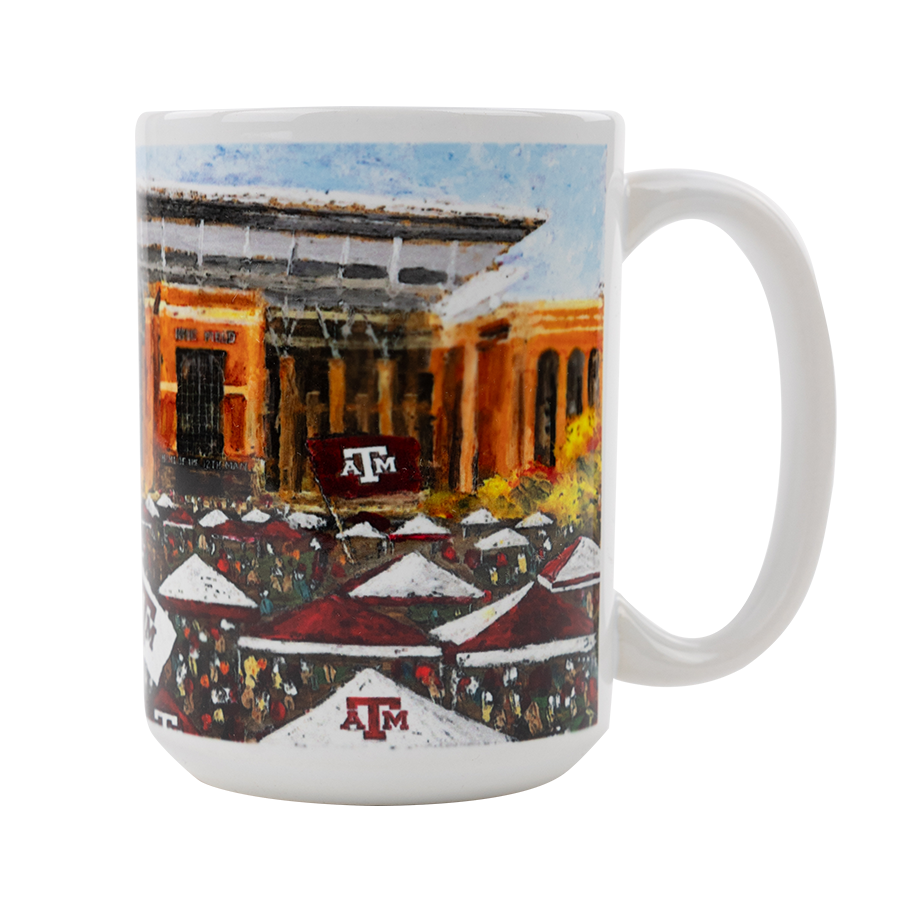 White coffee mug with Kyle Field design 