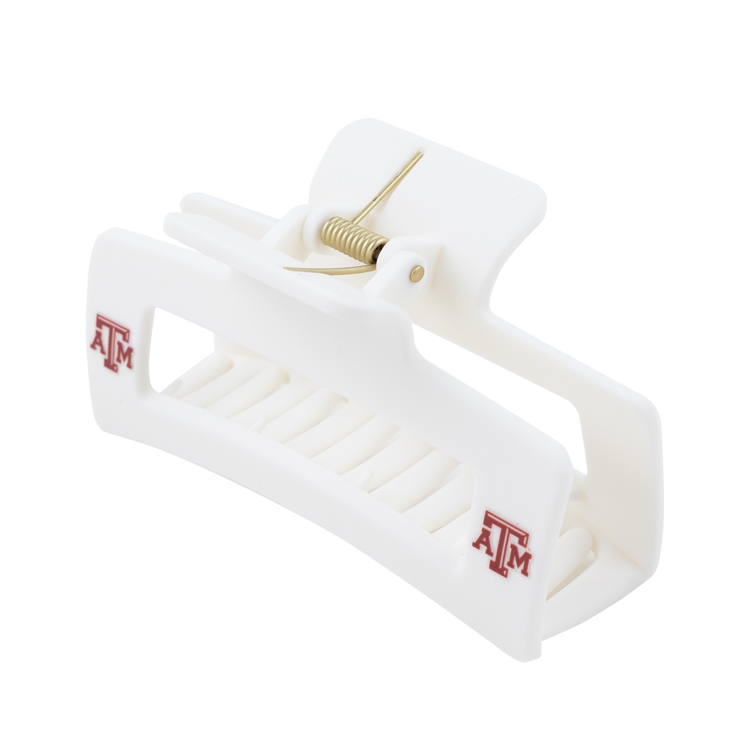 White Texas A&M Large Claw Hair Clip with a Maroon Logo