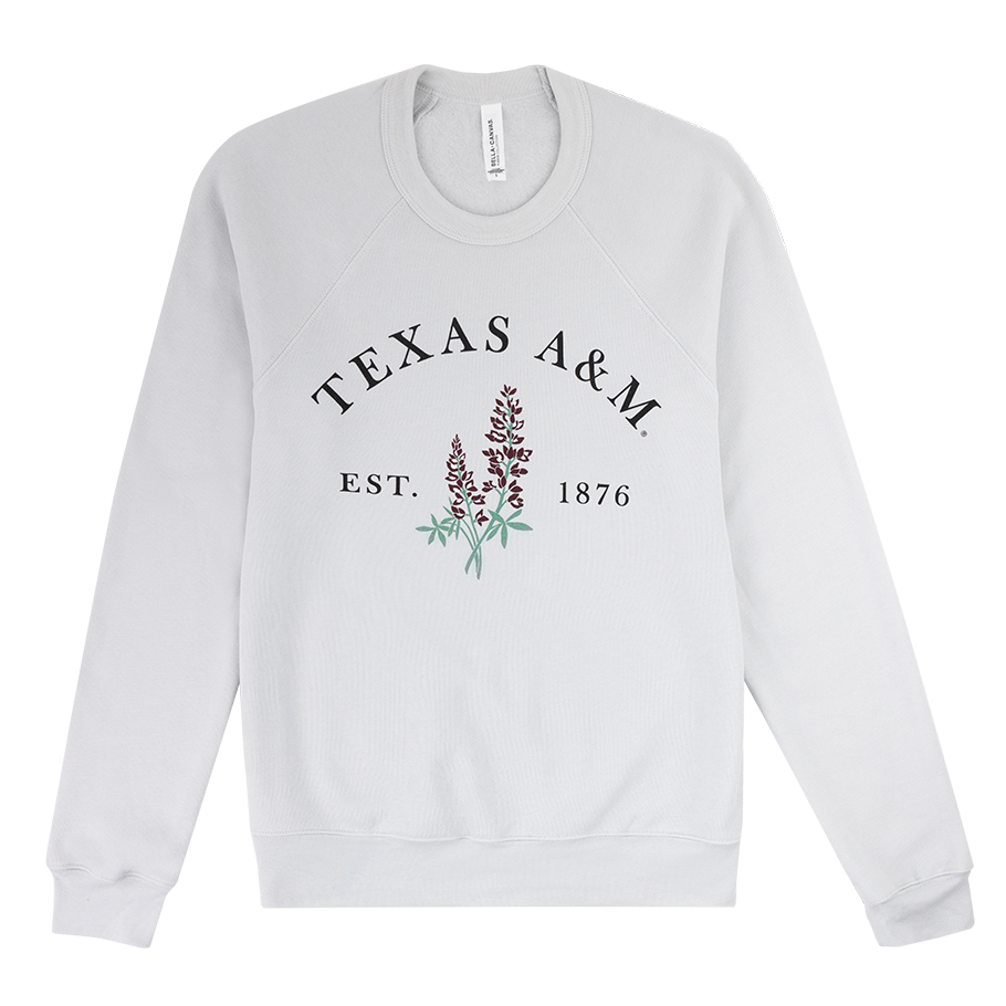 White Sweatshirt with Texas A&M Maroon Bonnets design