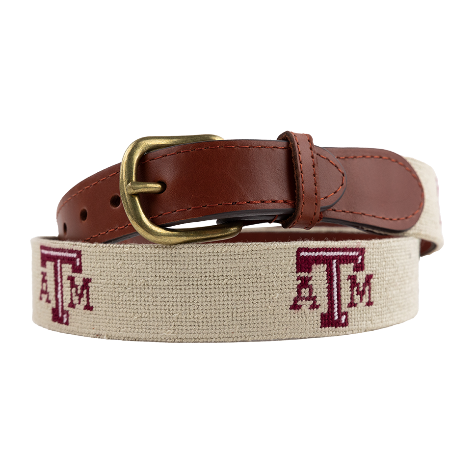 Beige Stitched Belt with ATM logo