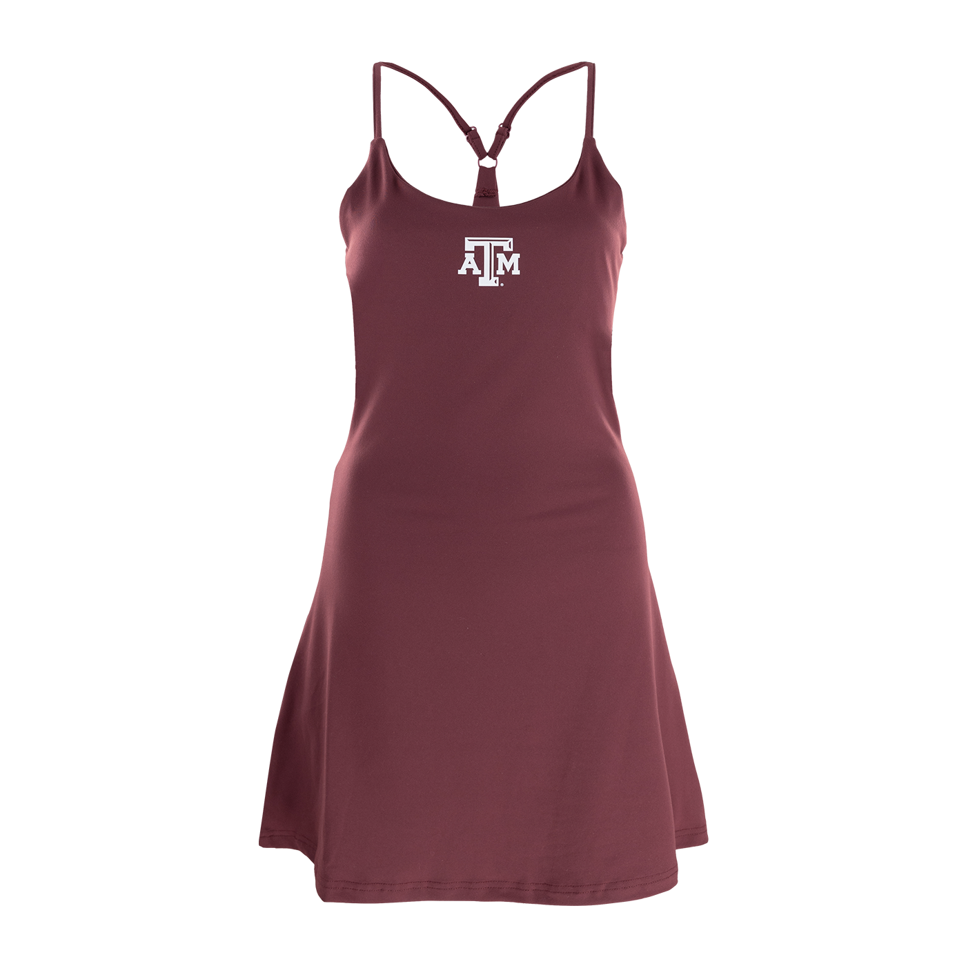 Maroon athletic dress with white ATM logo on the front and back