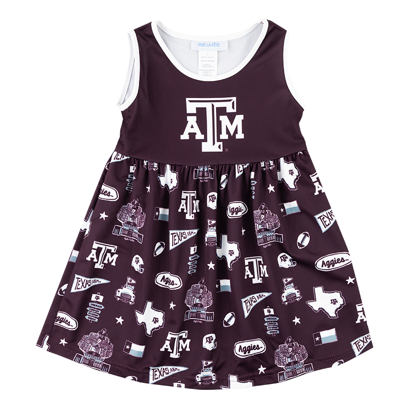 Maroon tank top dress and white and grey ATM decals