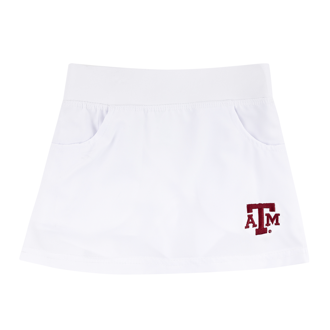 White skort with pockets and White ATM logo