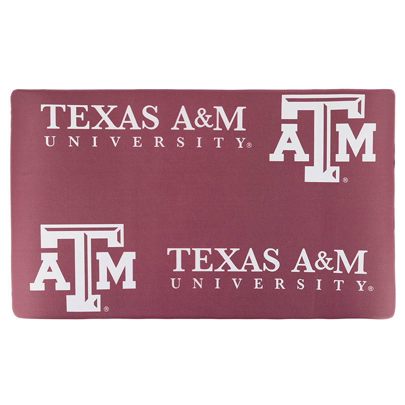 Maroon Texas A&M Dog Food Mat with White Logo and text "Texas A&M University"