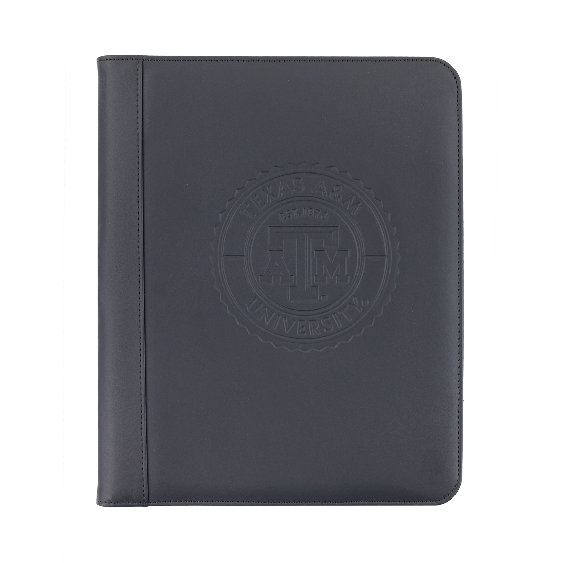 Black student padfolio with Texas A&M University seal