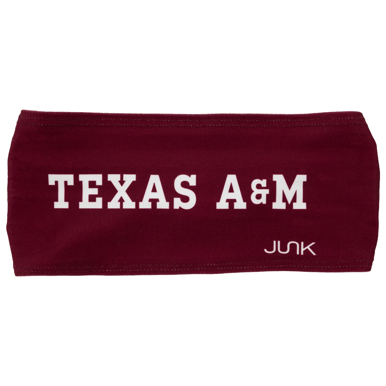 A maroon stretchy headband. "TEAS A&M" is printed in white block letters. 