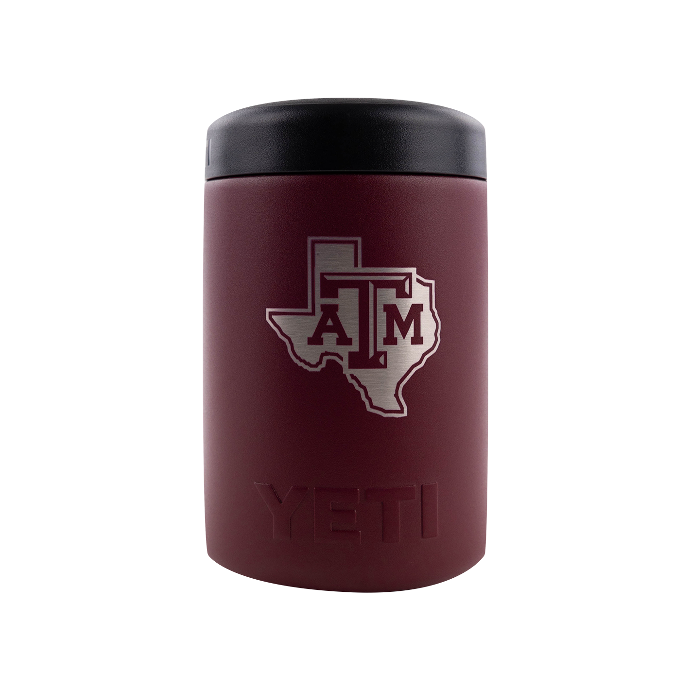 Maroon koozie with silver Lonestar ATM logo.