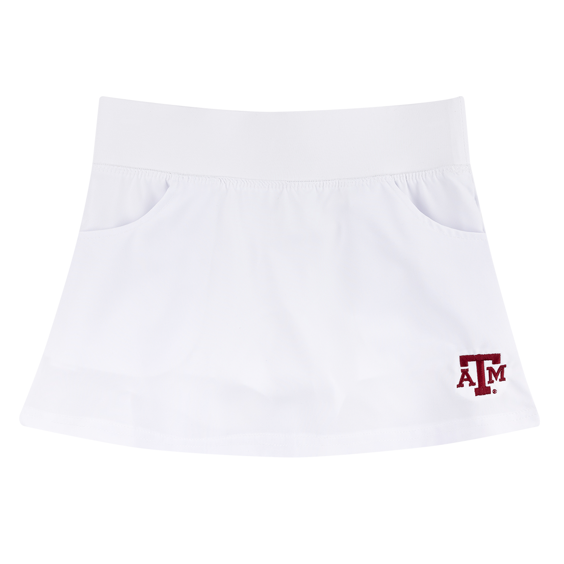 White Skort with pockets and maroon ATM logo