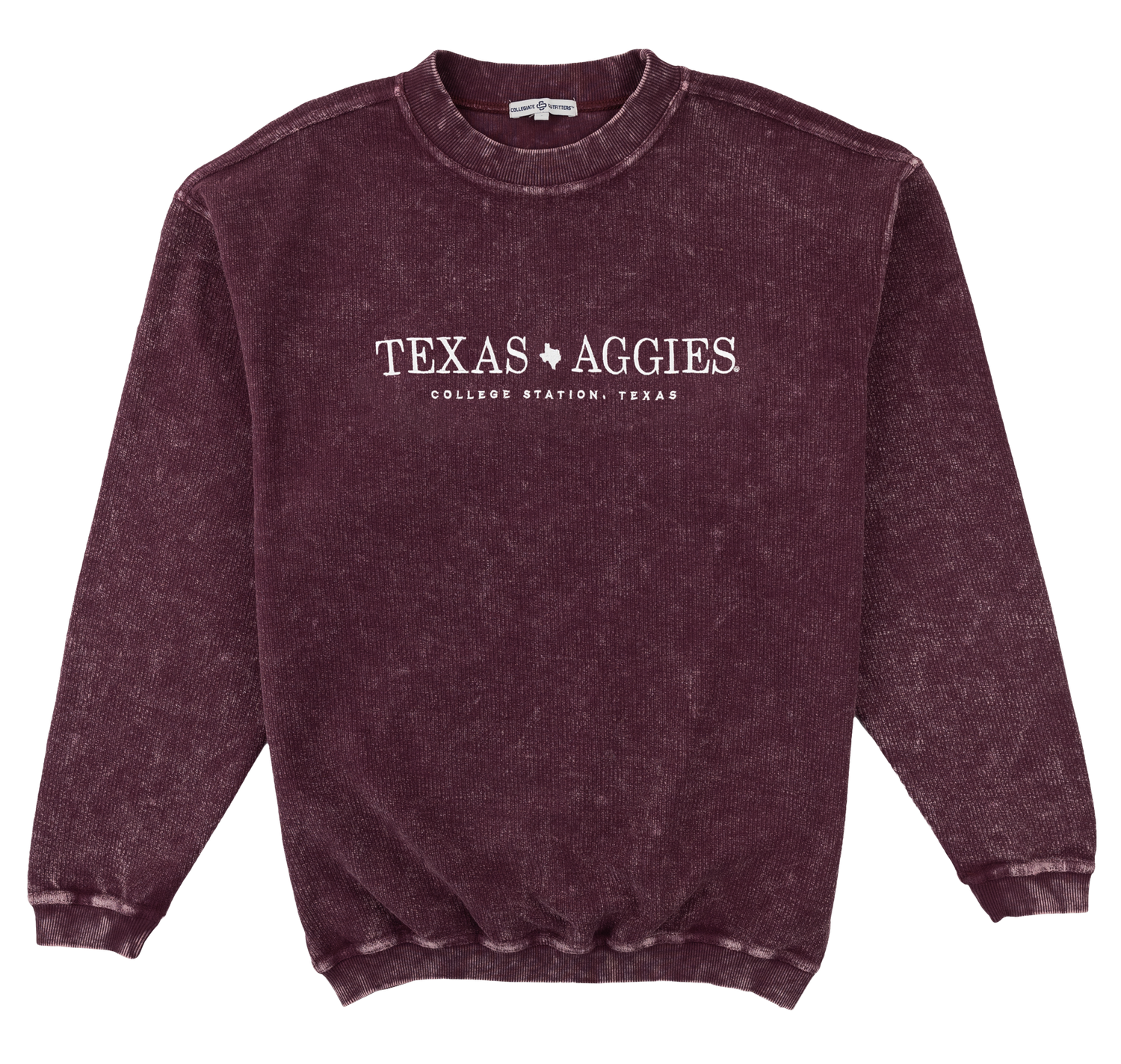 Maroon long sleeve shirt with white TEXAS AGGIES 