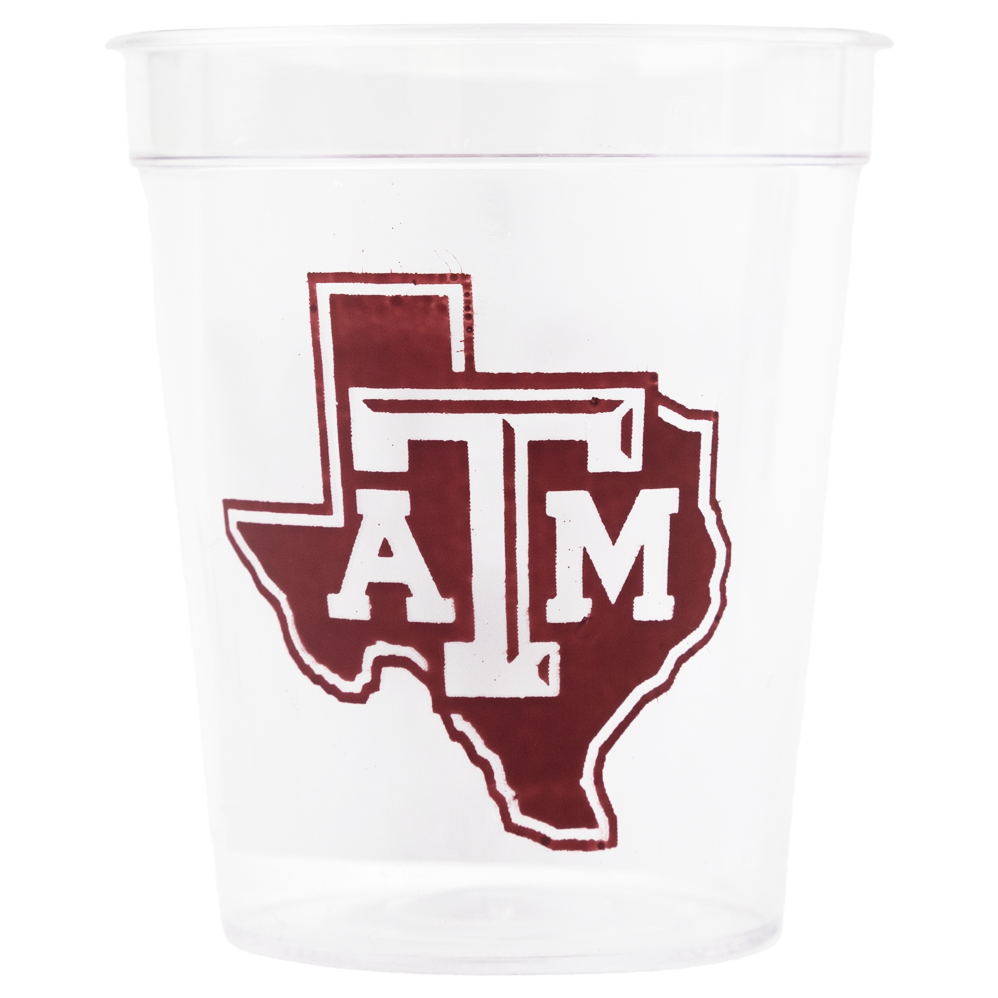 Clear cup with Maroon ATM logo