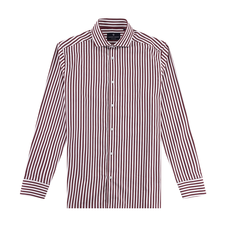 Maroon and white striped button down