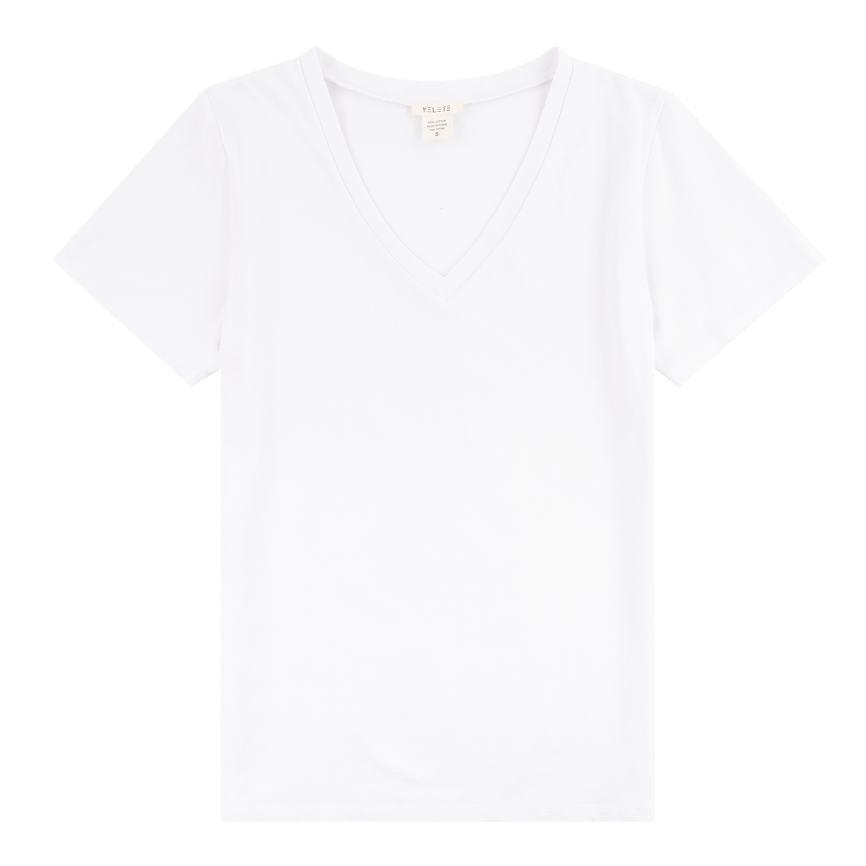 White Cotton T-Shirt with V- Neck 