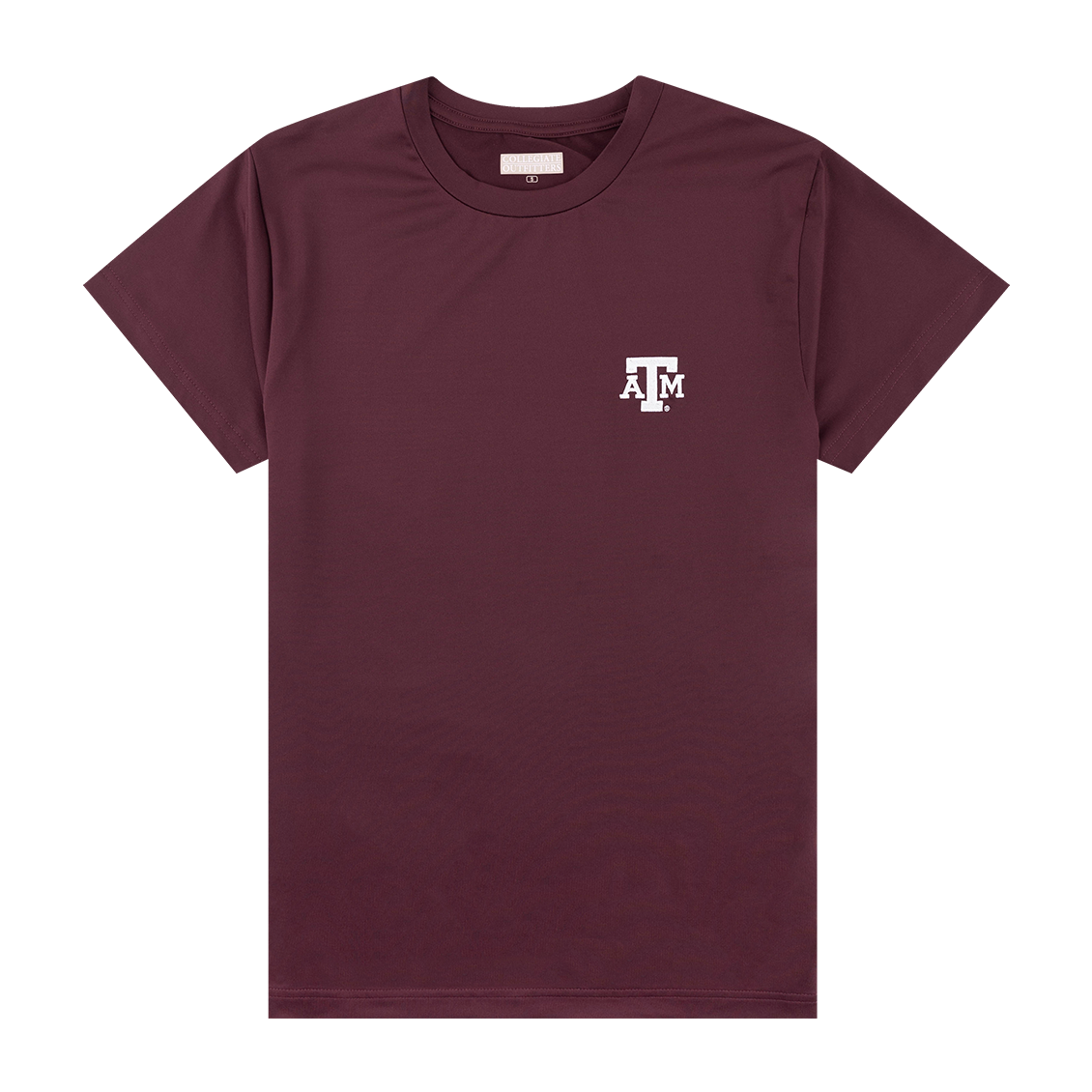 Maroon youth performance t-shirt with white ATM logo on the left side of the chest.